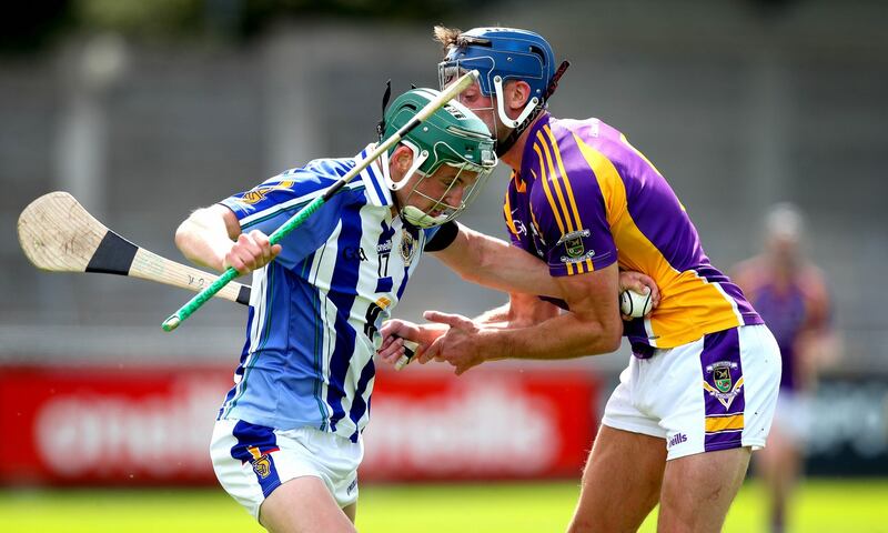 SENIOR HURLING: Aidan Mellett of Ballyboden St Endas (left) and Naomhan O'Riordain of Kilmacud Crokes in action during the Dublin Senior Club Hurling Championship Group 2 game at Parnell Park, Clontarf. Photograph: Ryan Byrne/Inpho