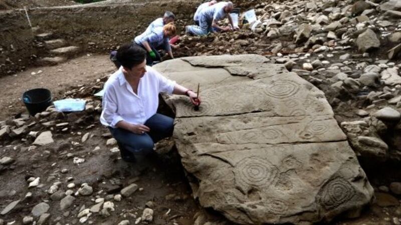 Dr Clíodhna Ní Lionáin, Devenish’s lead archaeologist at the passage tomb site at Dowth Hall, Co Meath. Photograph: Cyril Byrne