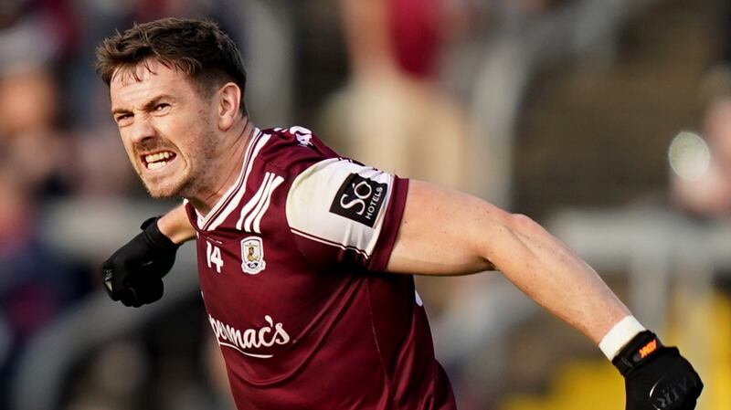 Shane Walsh celebrates after kicking the winning score against Armagh at Breffni Park. Photograph: James Lawlor/Inpho