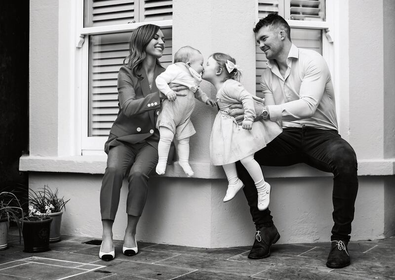 Ireland Rugby World Cup Portraits 2019 Peter O'Mahony with his wife Jess, daughter Indie and son Theo at his family home in Blackrock, Co Cork Mandatory Credit ©INPHO/Dan Sheridan