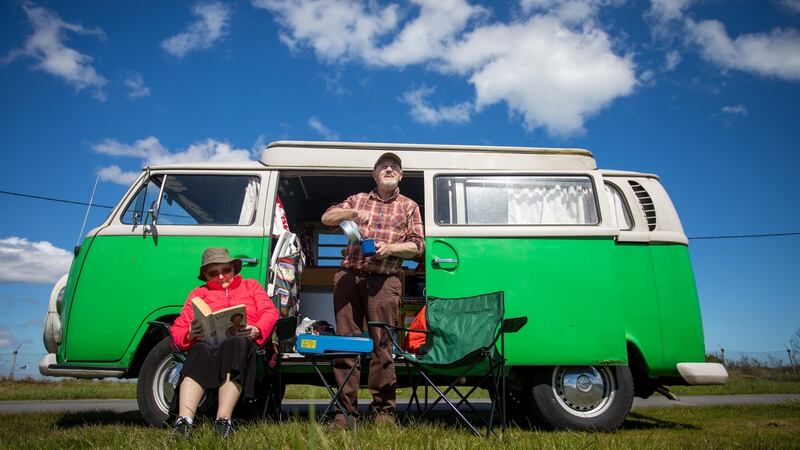 Angela and Thomas McKeon from Marino, Dublin enjoy the sunshine at the Bull Wall Clontarf. Photograph: Tom Honan/The Irish Times