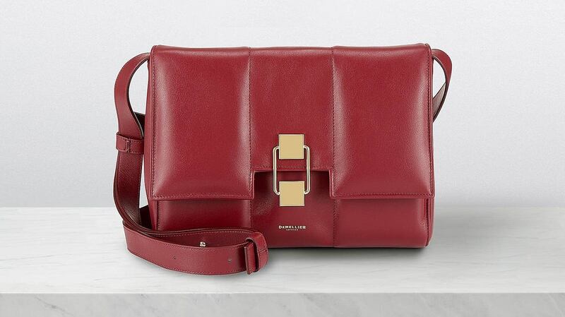 Crossbody red leather bag by Demellier, €430, at Arnotts