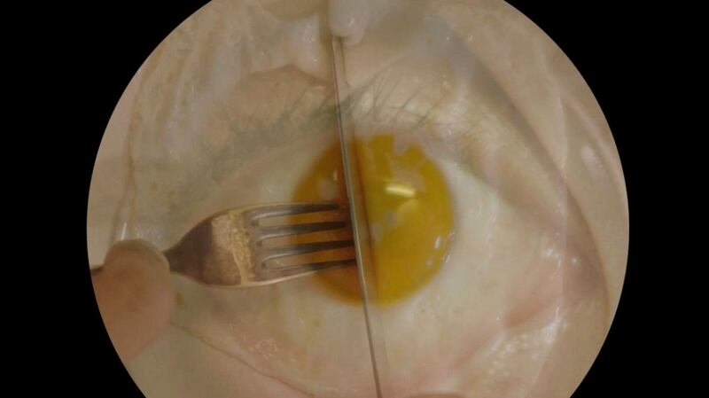 Roee Rosen, a still from The Dust Channel, 2016, 2K video, 23 minutes from Kills 99.9% of bacteria  at the Centre for Contemporary Art,  Derry