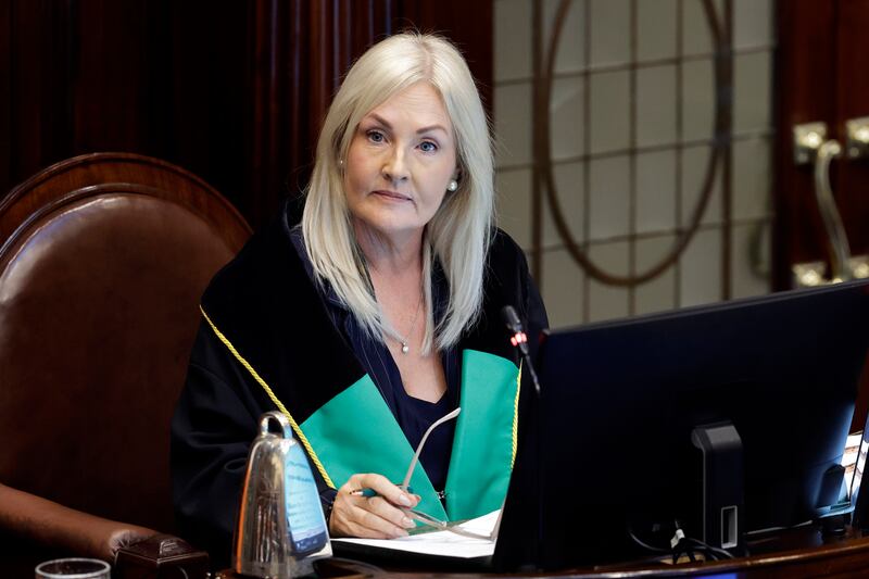 Ceann Comhairle Verona Murphy said of her ceremonial robes: 'There was a sort of chemical smell off them. A bit like Shake n' Vac.' Photograph: Maxwells/PA Wire 