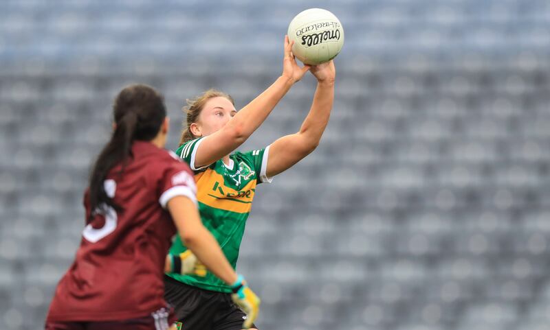 Kerry's Síofra O'Shea scores a goal during the final against Galway. Photograph: Evan Treacy/Inpho