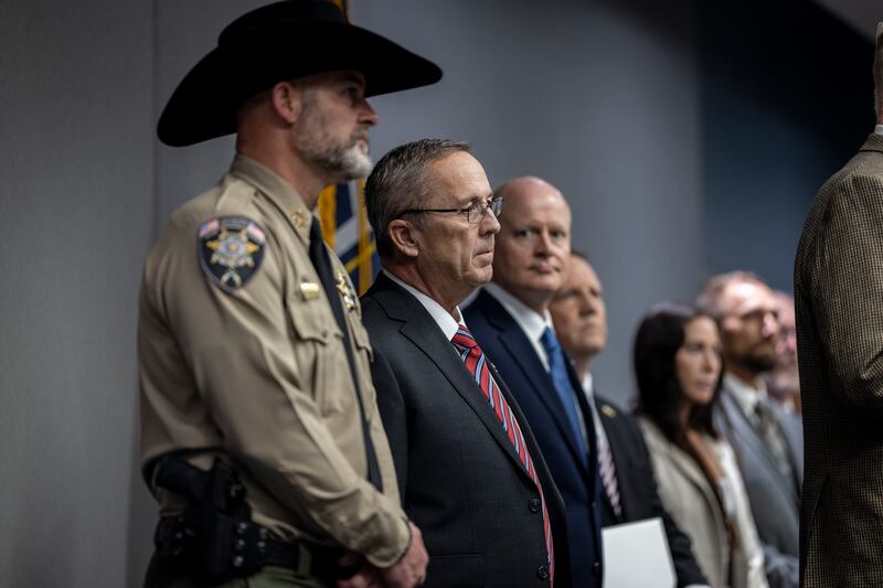 Utah County attorney general Jeff Gray at a press conference regarding Tyler Robinson, the suspect in the shooting of Charlie Kirk. Photograph: Chet Strange/Getty