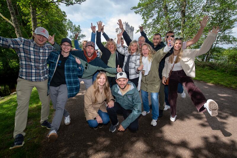 Beth Boehlefeld and Tyler Andre celebrate their engagement with their extended family and friends group. Photograph: Domnick Walsh/Eye Focus