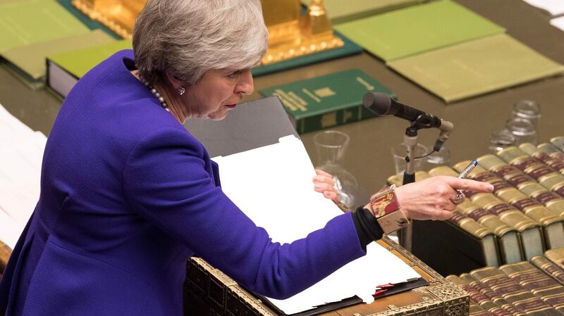 Theresa May speaking during a debate in the House of Commons
