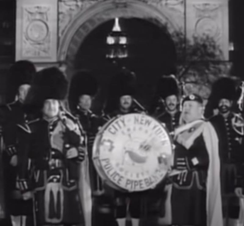 Fairytale of New York: City of New York Police Pipe Band in the video for the song