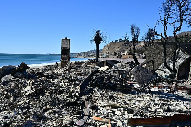 Destruction left by the Palisades fire on Sunday. Photograph: Frederic J Brown/ AFP
