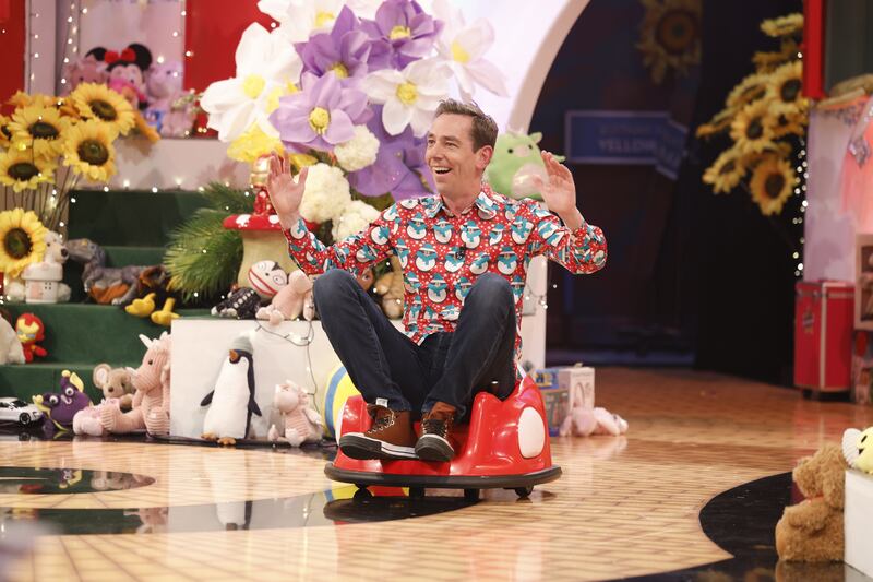 The Late Late Toy Show: Ryan Tubridy whizzes around on what looks like a high-speed potty. Photograph: Andres Poveda/RTÉ