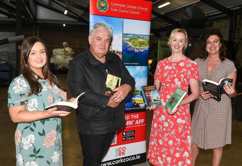 Michelle Russell, Spike Island marketing manager, with authors Conal Creedon and Michelle Dunne and Sinead Donnelly, Cork County Council tourism department, at the launch of last year's Spike Island Literary Festival. Photograph: David Keane.