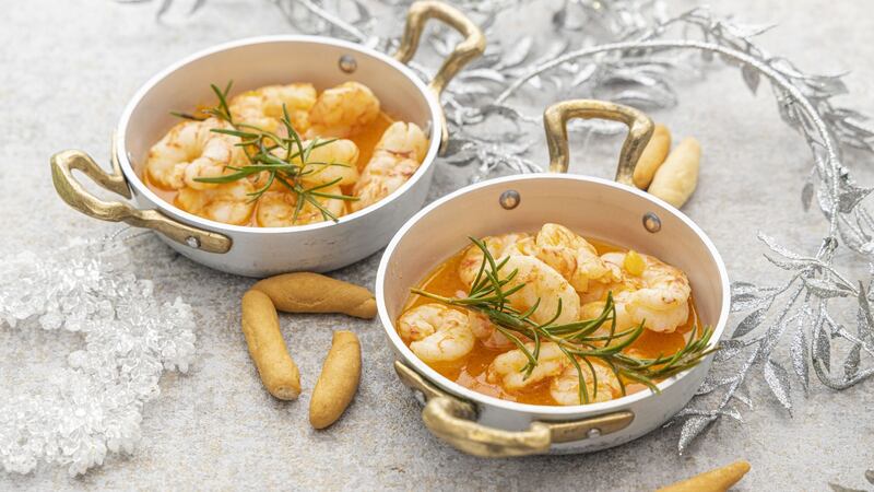 Prawns in smoked paprika, orange and rosemary butter. Photograph: Harry Weir Photography