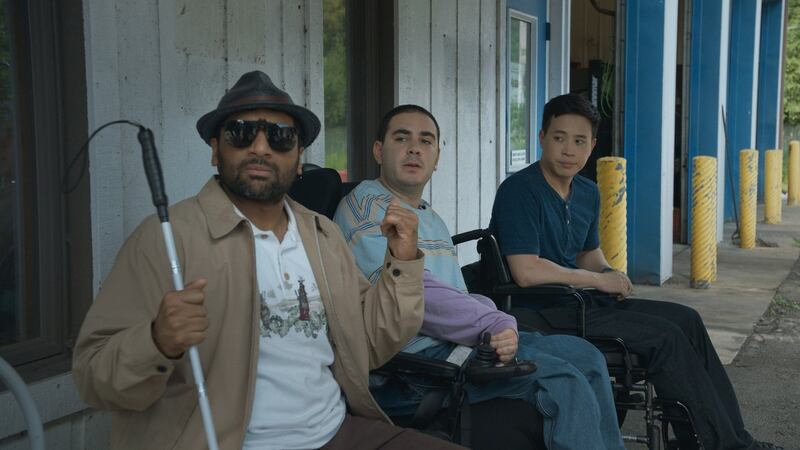 Ravi Patel, Grant Rosenmeyer and Hayden Szeto in Come as You Are