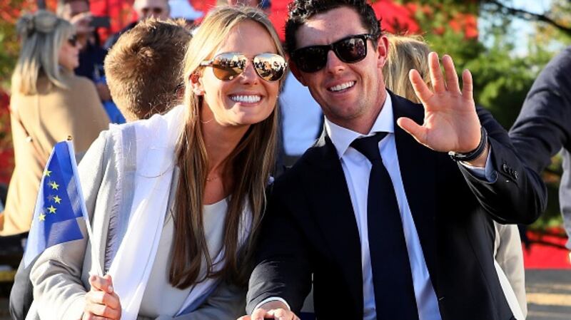 Erica Stoll and Rory McIlroy at the 2016 Ryder Cup opening ceremony. Photograph: Andrew Redington/Getty Images