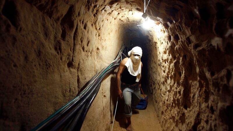 During July and August 2014, Israel fought a 50-day war against Hamas, with the militants making widespread use of deep tunnels to launch surprise attacks on Israeli forces. Israel heavily bombed the tunnels, but not all were destroyed.  Photograph: Ibraheem Abu Mustafa/Reuters