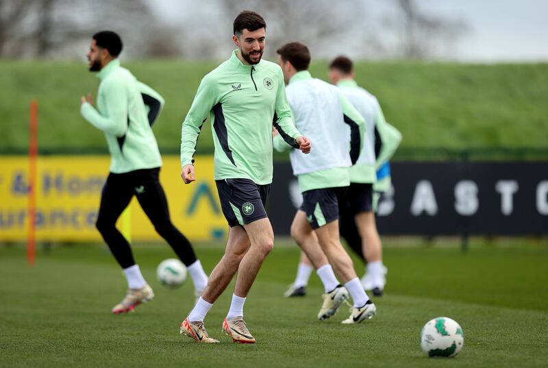 Finn Azaz during an Ireland training session ahead of the friendly international against Belgium on Saturday. Photograph: Ryan Byrne/Inpho