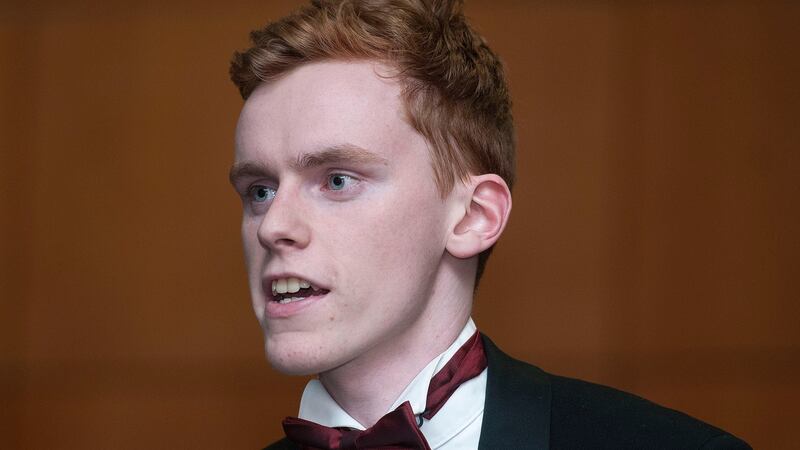 Niall Maher, Trinity College Historical Society, who spoke against the proposition “This house would edit historically sensitive writing/literature” at the last semi-final of The Irish Times Debate at Blackhall Place, Dublin. Photograph: Dave Meehan