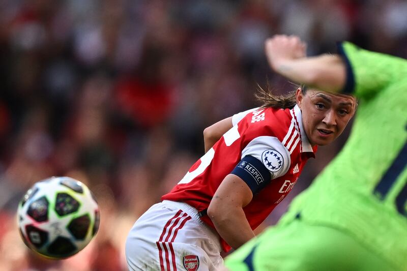 Katie McCabe in action for Arsenal against Wolfsburg during this season's Champions League. Photograph: Ben Stansall/AFP via Getty Images