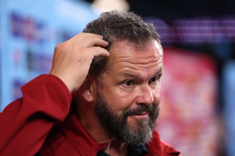 Andy Farrell, the British & Irish Lions head coach, is interviewed after the game. Photograph: David Rogers/Getty