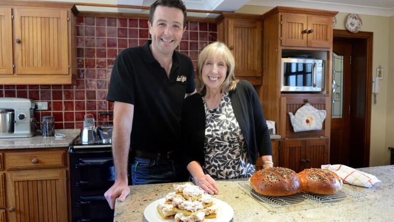 Tom Keogh with his mother, Denise, and her homemade brown bread. Photograph: Eric Luke