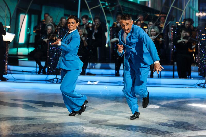 Davy Russell and pro dance partner Kyle Vincent. Photograph: Kyran O’Brien /kobpix