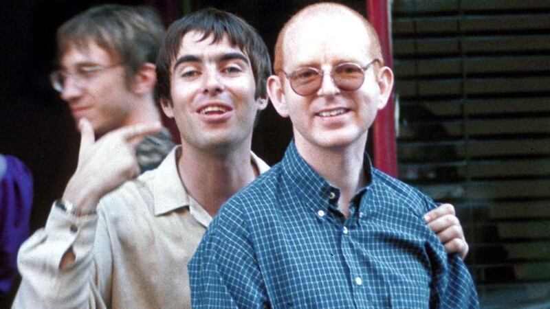 McGee with Liam Gallagher in the 1990s: ‘Oasis were everywhere. It got to the point where everybody began to look like Liam Gallagher. I used to talk to people and tell them things because I thought they were Liam’