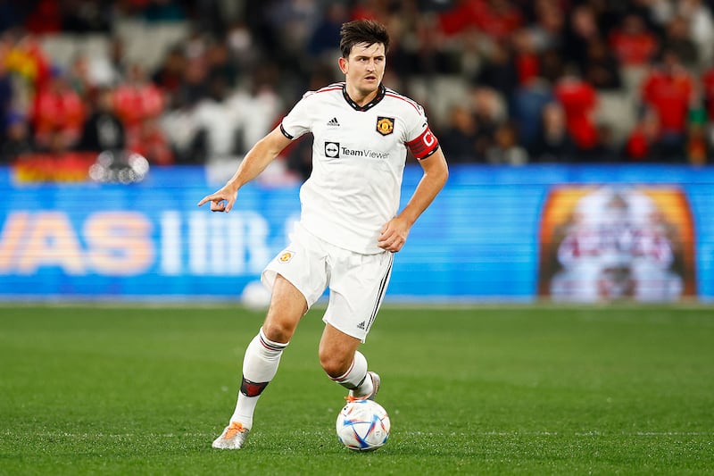 Harry Maguire of Manchester United looks to pass the ball during the pre-season friendly against Crystal Palace at the Melbourne Cricket Ground. Photograph: Daniel Pockett/Getty Images