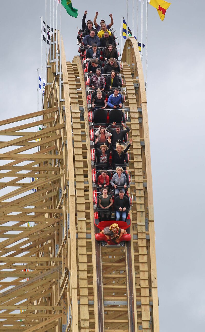 Some of the first people to ride the Cu Chulainn in 2015. Photograph: Colin Keegan/Collins