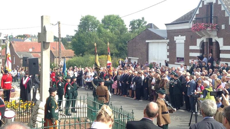 Commemorations have taken place to remember the Irish who liberated the French village of Guillemont during the Battle of the Somme 100 years ago. Photograph: Irish embassy in Paris