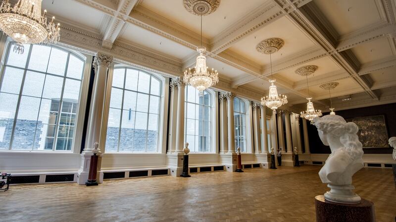 The newly renovated Shaw Room in the National Gallery of Ireland. Its four big windows, designed for the room’s original use, as a sculpture court, have been unblocked. Photograph: Brenda Fitzsimons