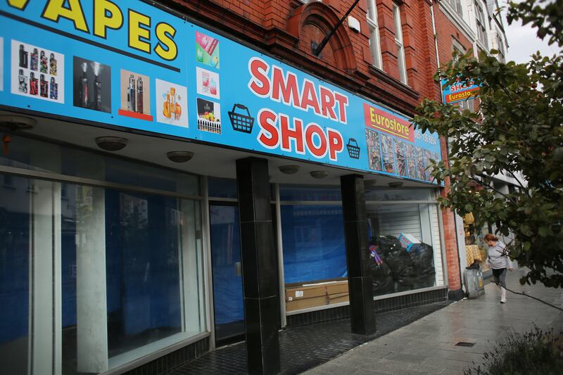 Eurostore Smart Store on George's Street Lower in Dún Laoghaire, the town's main shopping street, has been called an 'eyesore' by the owners of nearby businesses. Photograph: Bryan O’Brien