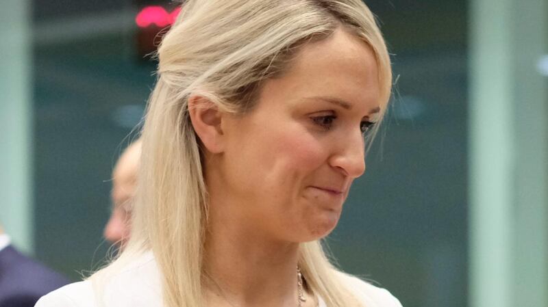 “Helen McEntee has been growing in stature in Brussels as she bats for Ireland in negotiations and at media briefings.” Photograph: Olivier Hoslet/EPA
