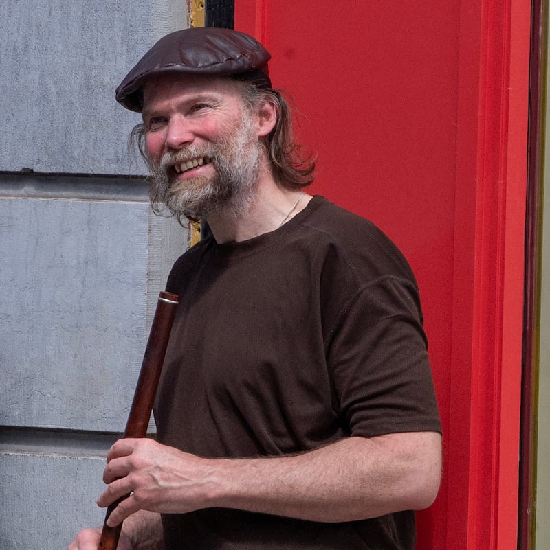Michael Kelley busking on the street in Tralee, Co Kerry. Photograph: Domnick Walsh