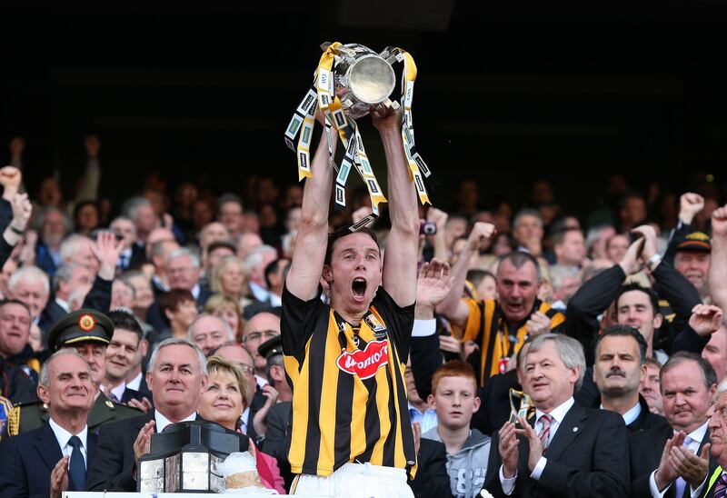 Brian Hogan, Kilkenny captain in 2011, lifting the Liam McCarthy cup. Photograph: Cathal Noonan/Inpho