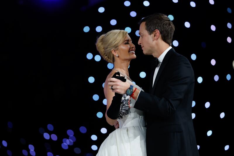 Ivanka Trump, in Givenchy, and Jared Kushner dance at the Liberty Ball. Photograph: Anna Moneymaker/Getty Images/Bloomberg