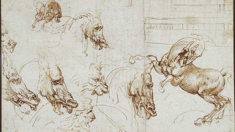 Expressions of fury in horses, lions and a man by Leonardo Da Vinci
