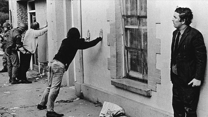 John Hume after being soaked by  water cannon in Derry in 1971 after a civil rights march