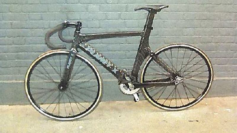 A photograph  issued by the Crown Prosecution Service of the fixed wheel track bicycle that was  ridden by Charlie Alliston when he crashed into Kim Briggs