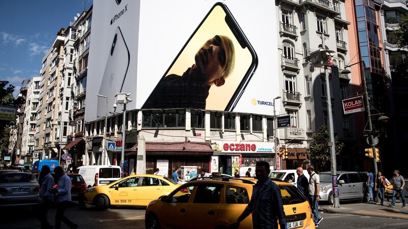 A billboard advertising the Apple Iphone X  in Istanbul. Photograph: Chris McGrath/Getty Images