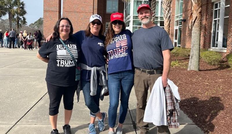 Donald Trump supporters in Conway, South Carolina: (L-R) Rhonda Watts, Robin Jacques, Angie Woodard, Dickie Woodard. Photograph: Keith Duggan/The Irish Times