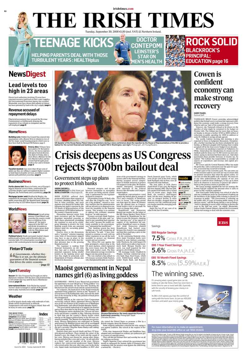 September 29, 2008 - Global Financial Crisis