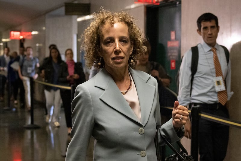 Susan Necheles, defence lawyer for Donald Trump, arrives at the court. Photograph: Yuki Iwamura/AP/PA