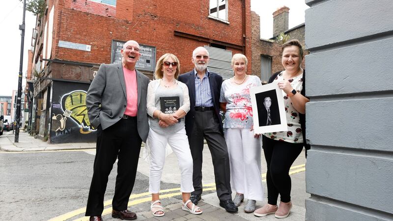 The Francis Street Photographer: Suzanne Behan (right) with Tony, Mary, Danny and Bernie McGowan outside their dad’s old pub on Francis Street