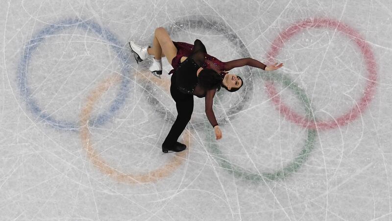Canada’s Tessa Virtue and Scott Moir compete in the ice dance event at the 2018 Winter Olympics. “We usually have training on the ice at 7.30am, sometimes 7am. That means we’re up at 5am.” Photograph: Aris Messinis/AFP/Getty Images