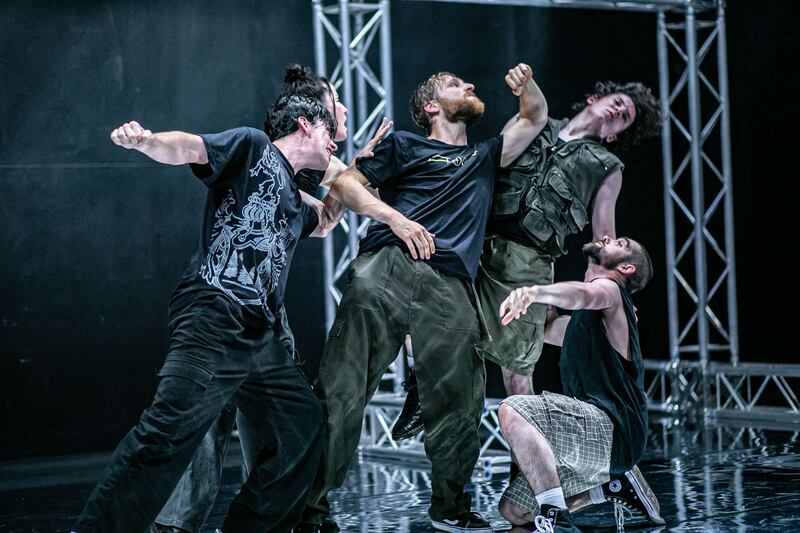 Mosh: by Rachel Ní Bhraonáin, with choreography by Robyn Byrne and a cast that included Jack Bain, Emily Kilkenny Roddy, Alex O’Neill, Ben Sullivan and Toon Theunissen. Photograph: Light Sensitive Photography