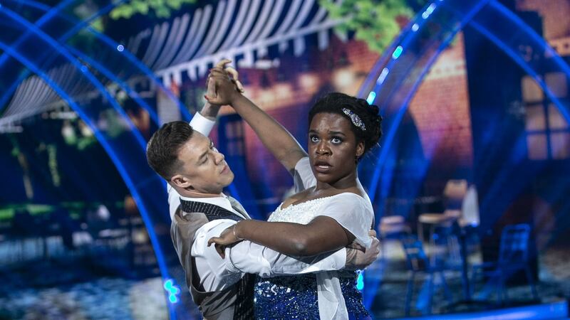 Demi Isaac Oviawe and  Kai Widdrington performing a waltz. Photograph: Kyran O’Brien