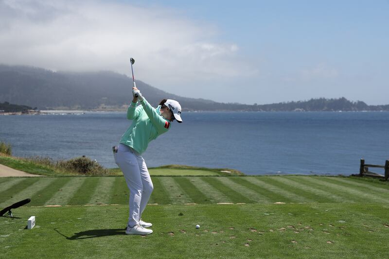 Leona Maguire of Ireland plays her shot from the seventh tee during the third round of the US Women's Open at Pebble Beach. Photograph: Harry How/Getty Images