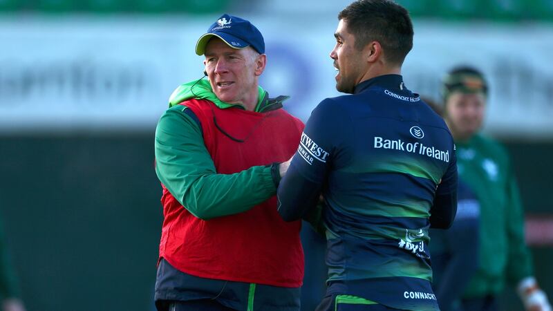 Andy Friend with Connacht captain Jarrad Butler. Photograph: Tom O’Hanlon/Inpho