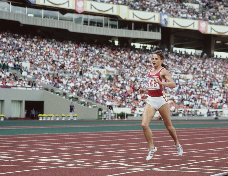 Tetyana Samolenko of the Soviet Union winning the 3000m at the Seoul Olympics. In June 1993, she tested positive for steroids. Photograph:  Tony Duffy/Allsport/Getty Images